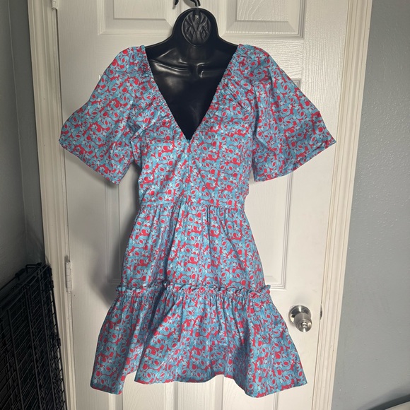 LHD La Tagliata Patterned Ruffle Mini Dress - size 6 - Picture 4 of 6